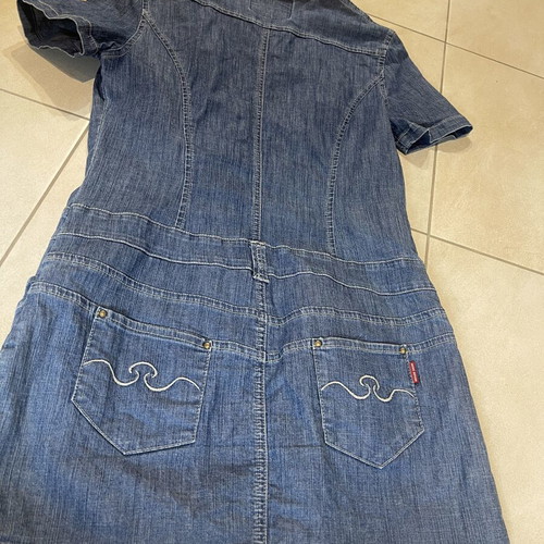 Miss Denim Jean Dress like new, short with front and back pockets, blue