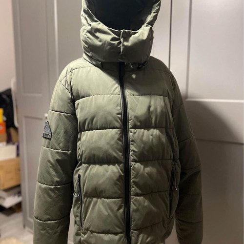 Superdry Hooded Puffer Jacket used, green, size XL