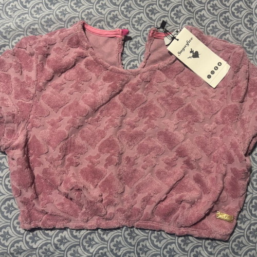 SugarFree velvet crop top, pink, size S