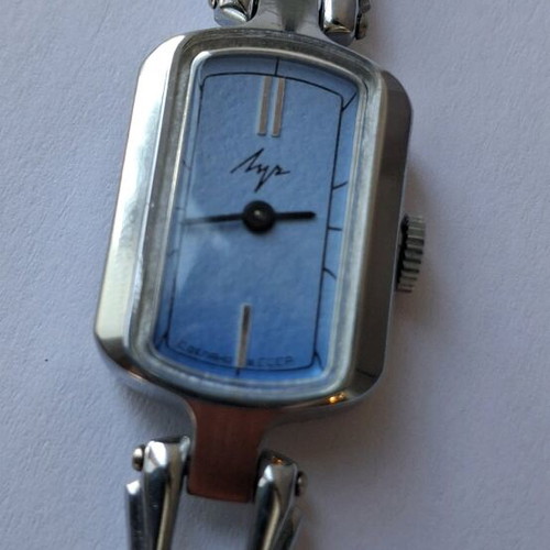 Luch mechanical wristwatch women's like new, turquoise and silver
