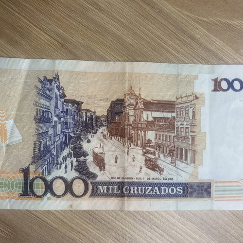 Brazil 1000 Cruzados banknote used, Machado de Assis 1987-1988
