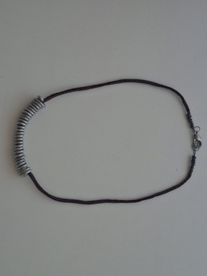 Handmade leather necklace with wire
