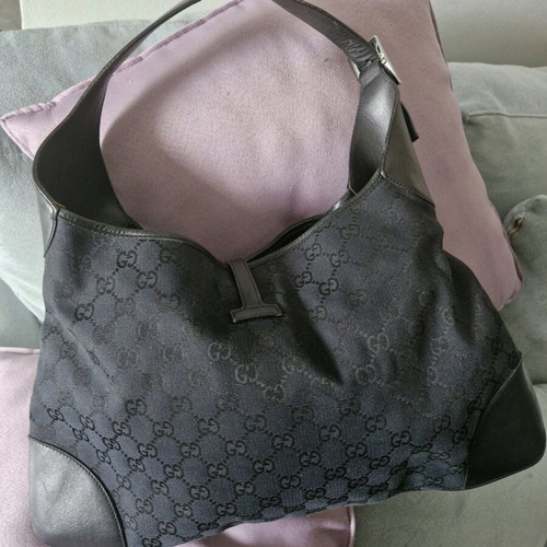 Gucci Jackie vintage shoulder bag black GG canvas