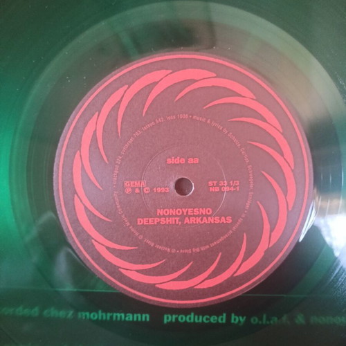 NoNoYesNo Deepshit Arkansas LP, Nuclear Blast 1993, transparent green vinyl, first press