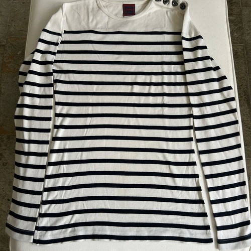 Gaultier iconic mariniere shirt used, white and blue, size M