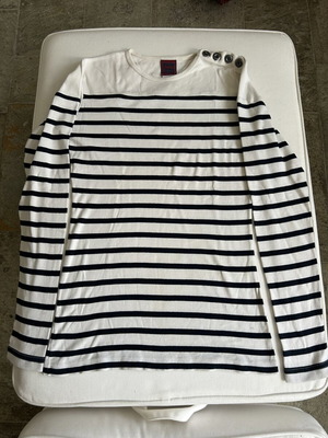 Gaultier iconic mariniere shirt used, white and blue, size M