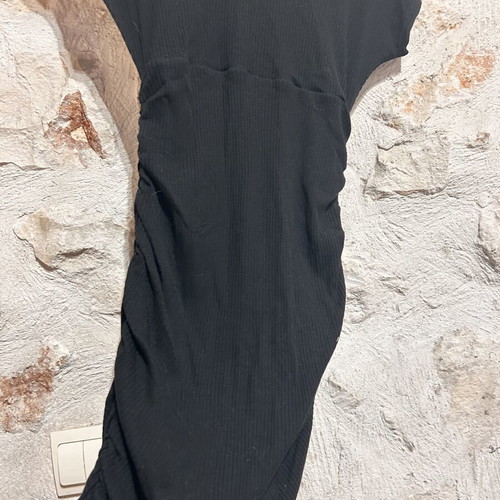 Shein Black Ruched Maxi Dress Size M UK 10 Like New