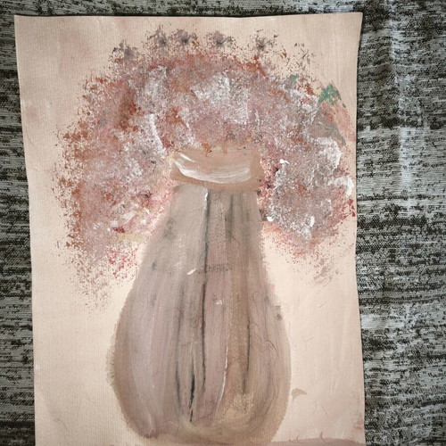 Boho Soft Floral Vase A4 Painting with Frame new