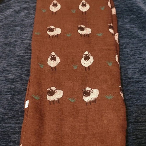 Big brown scarf with sheeps like new