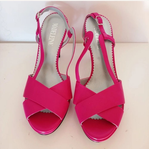 Madeleine vintage slingback leather high heel sandals size 41 bright fuchsia