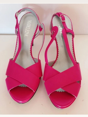 Madeleine vintage slingback leather high heel sandals size 41 bright fuchsia