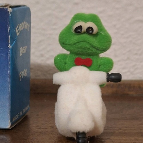 Vintage 90s plush frog with Vespa miniature used, decorative with box