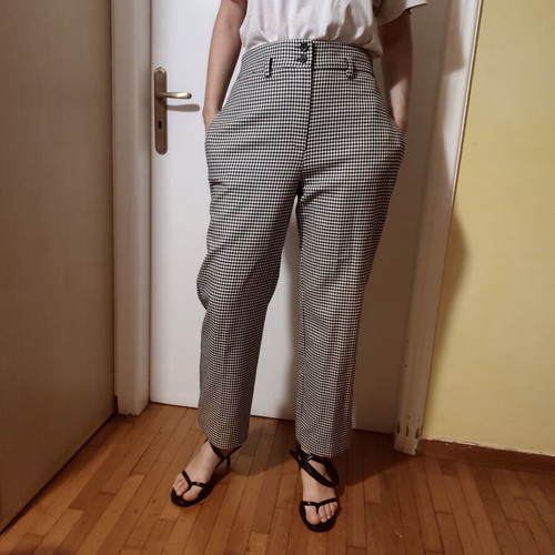 Gingham black and white pants size 40 like new by United Colors of Benetton