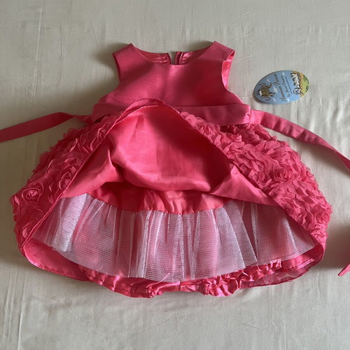 American Princess sleeveless baby dress with 3D flowers and belt