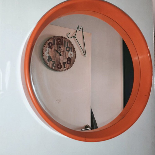 Space Orange Mirror 1970s Like New