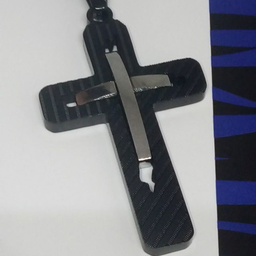 Men's Double Cross Pendant Stainless Steel New with Chain
