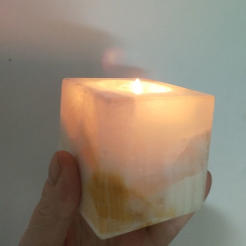 Onyx Marble Candlestick used, vintage SEKA S.A. collectible