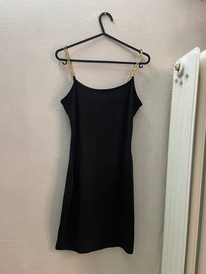 Shein mini black dress with chain straps like new, size S