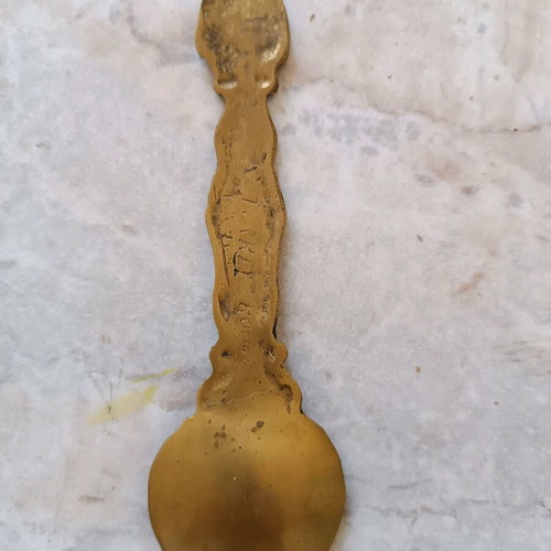 Handmade brass spoon rare from 1950 with Ya Hazreti Mevlana design like new