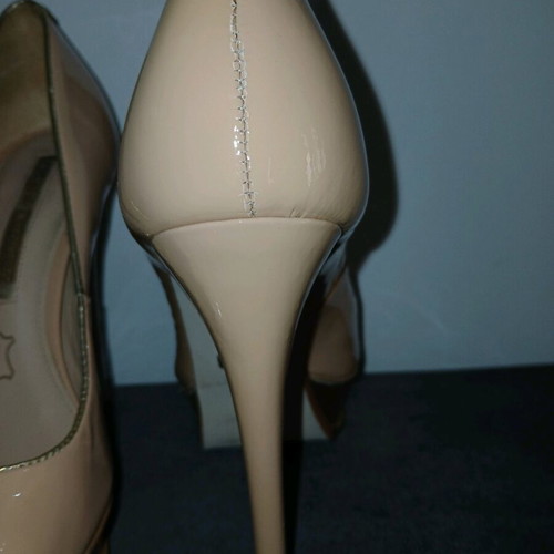Buffalo double-layer leather patent platform pumps 12cm like new