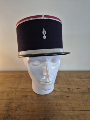 French Gendarmerie Kepi Hat with Silver Grenade Insignia, Size 57