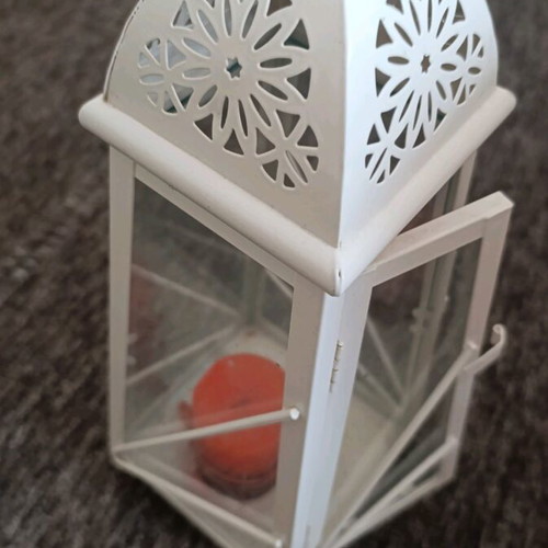 Metal lantern like new, cream with door