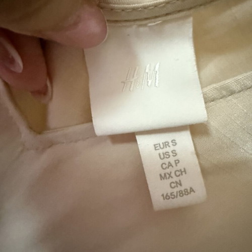 H&M long dress beige satin with V neckline and drop waist, like new