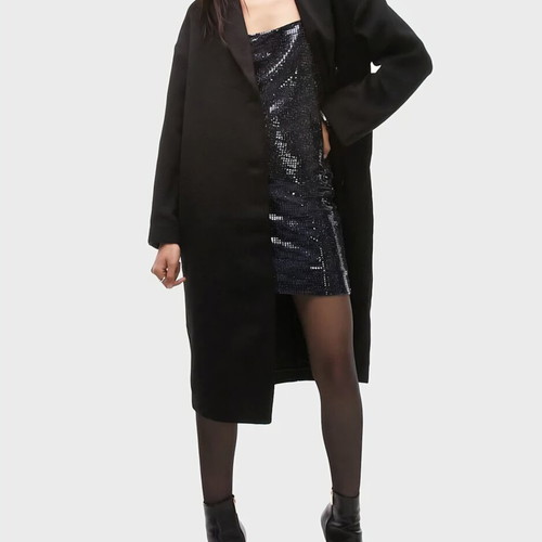 Topshop Black Longline Oversized Smart Coat New