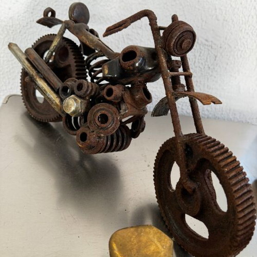 Motorcycle metal sculpture