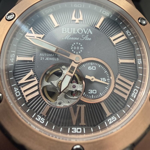 Bulova Marine Star Automatic watch 98A228, new, grey and rose gold-tone