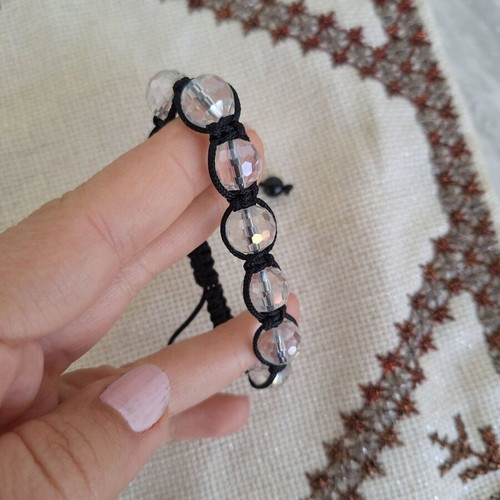 Macrame bracelet new with Swarovski crystals black and white