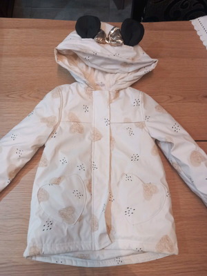 Orchestra Disney Minnie waterproof jacket like new for 5 years, 110 cm, white and beige