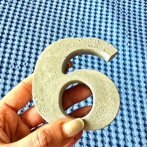 Handmade concrete number 6