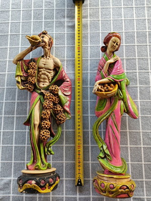 Διακοσμητικά αγαλματίδια μεταχειρισμένα με ιαπωνικό θέμα, σετ 2 τεμαχίων