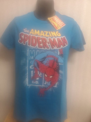 Marvel Comics Unisex Light Blue Tee: Spidey Stamp,  M (Medium), MARVTS13MBL02, BRAND NEW, SEALED!!