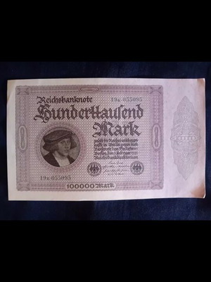 German banknote 100000 Mark 1923 used, collectible condition