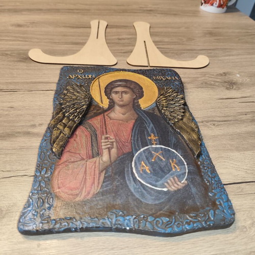 Icon Art Archangel Michael Handmade Religious Decoration