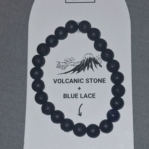 Volcanic stone and blue lace agate bracelet new
