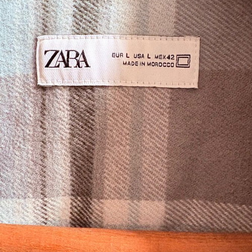 Zara Overshirt shirt L plaid, 100% cotton, like new