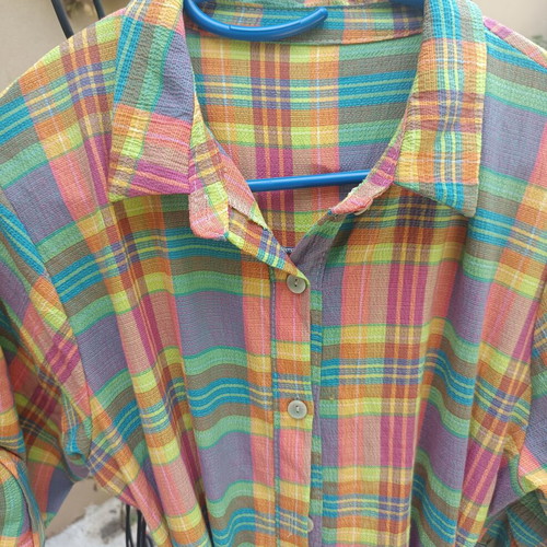 Maxi dress colorful check viscose 33% size S/M new with belt