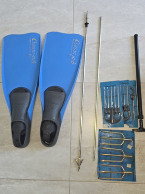 Diving fins and fishing equipment, size 44-45, brand new