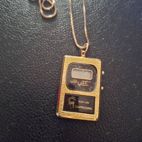 Vintage digital watch pendant Capricorn new with chain