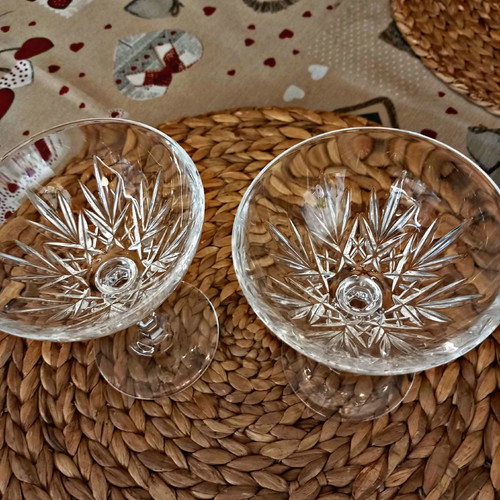 Set of 12 Italian crystal champagne glasses used