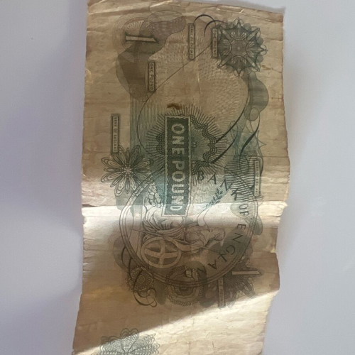 One Pound England used with young Elizabeth II