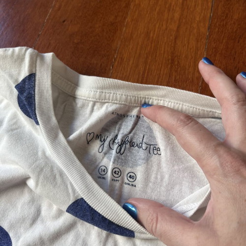 Primark t-shirt, white with blue dots, XL