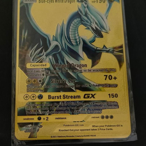 Blue-Eyes White Dragon GX Gold Collectible Card like new