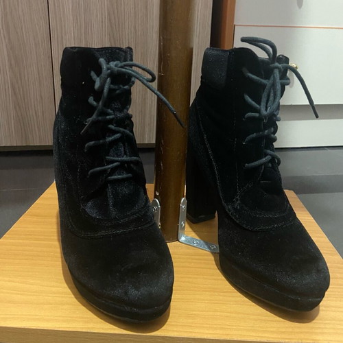 Black velvet ankle boots used, size 38, 11cm heel