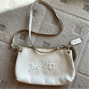 Coach Charley Crossbody White Bag with Embossed Horse and Carriage
