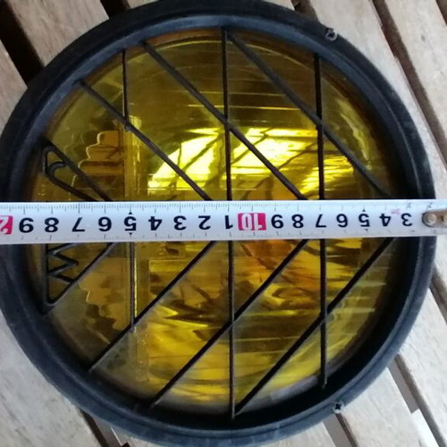 Car fog lights with yellow glass, vintage