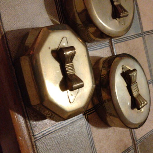 Vintage brass boxes set of three with bow design